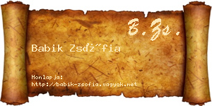 Babik Zsófia névjegykártya